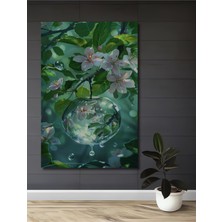 Teona Ahşap Masalsı Damla Elma Çiçekleri Sulu Boya Görünümlü Ahşap Dekoratif Ev,antre,salon,ofis,mutfak Tablo