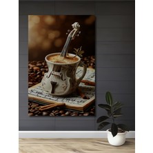 Teona Ahşap Kahve Fincanında Keman Sulu Boya Görünümlü Sanat Dekoratif Ahşap Ev,antre,salon,ofis,mutfak Tablo