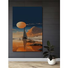Teona Ahşap Büyük Gün Batımı Yelkenlisi Sulu Boya Görünümlü Dekoratif Ahşap Ev,antre,salon,ofis,mutfak Tablo