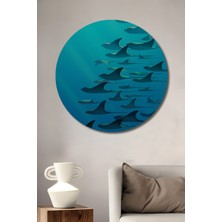 Teona Ahşap Denizlerin Büyülü Göçü Yağlıboya Görünümlü Ahşap Dekoratif Tablo Yuvarlak Duvar Tablosu