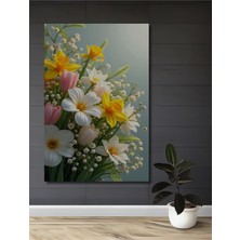 Teona Ahşap Canlı Bahar Çiçekleri Sulu Boya Görünümlü Dekoratif Ahşap Ev,antre,salon,ofis,mutfak Tablo