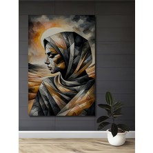 Teona Ahşap Modern Kadın Portresi Geometrik Sulu Boya Görünümlü Ahşap Dekoratif Ev,antre,salon,ofis Tablo