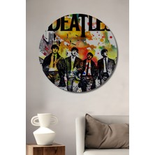 Teona Ahşap The Beatles Yağlı Boya Görünümlü Ahşap Tablo Yuvarlak Duvar Tablosu