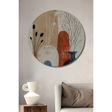 Teona Ahşap Minimalist Botanik Soyut Sanat Ahşap Tablo Yuvarlak Duvar Tablosu