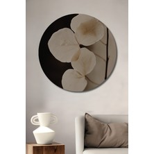 Teona Ahşap Kuru Yaprak Buketi Minimalist Sanat Ahşap Dekoratif Tablo Yuvarlak Duvar Tablosu