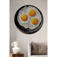 Teona Ahşap Lezzetli Kahvaltılık Yağlı Boya Görünümlü Ahşap Dekoratif Tablo Yuvarlak Duvar Tablosu