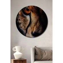 Teona Ahşap Çita Gözü Yağlı Boya Görünümlü Dekoratif Ahşap Tablo Yuvarlak Duvar Tablosu