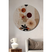 Teona Ahşap Modern Çiçek Esintili Yağlı Boya Görünümlü Ahşap Dekoratif Tablo Yuvarlak Duvar Tablosu