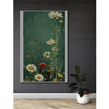 Teona Ahşap Papatyalar ve Mevsim Çiçekleri Sulu Boya Görünümlü Dekoratif Ahşap Ev,antre,salon,ofis,mutfak Tablo