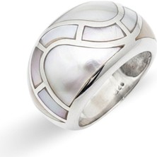 Oya Silver Bombeli Sedefli Tasarım Kadın Gümüş Yüzük [OYSY108]