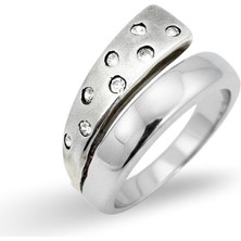 Oya Silver Retro Zirkon Taşlı Modern Tasarım Gümüş Kadın Yüzük [OYSY104]
