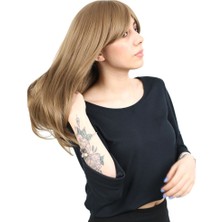 Kapsulavm Düz Perçemli Orta Boy Fiber Sentetik Peruk / Bebek Kumralı