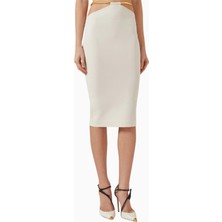 Elisabetta Franchi Jewel Snake, Triko, Zincir Detaylı Işıltılı Midi Etek