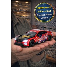 Toyfest Bruce Lee Serisi Kırmızı Bmw M8 Gte Işıklı Sesli Açılır Kapı Çek Bırak Metal Model Araba 1:32