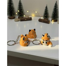 Sevimli Şişman Tilki Anahtarlık 1 Adet - Çanta Süsü, Charm, Hediyelik, Figür, Dekorasyon, Aksesuar Nycruin3D