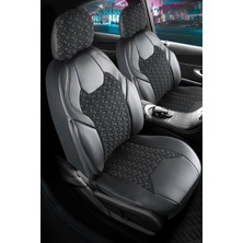 Startcar Ford Escort Yarı Deri Oto Koltuk Kılıfı Ön Arka Set Siyah Beyaz Lotus Seri Scr