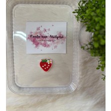 Parla'nın Atölyesi 0-3 Yaş Az Saçlı ve Saçsız Bebek Tokası Kırmızı Çilek