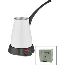 Go İthalat Beyaz Elektirkli Cezve Türk Kahve Makinesi 5 Fincan - 400ML Hazne Paslanmaz Çelik 360 Derece Dönebilme SCM-2960 (5440)