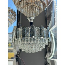LED Yeni Model 50 cm Kristal Lüx Salon Avize Krom Renk Ithal Kasa