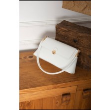 Özüm Takı Çanta Kadın Gold Detay Kol ve Omuz Çanta Beyaz