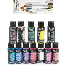 Rich Mastermix Akrilik Boya Seti 12 Renk 60 Cc + Keep Smile Fırça Seti