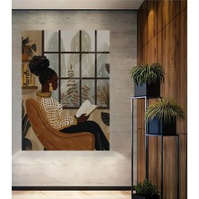 Teona Ahşap Baskılı Ahşap Ev,antre,salon,ofis,mutfak,yatak Odası Tablo Yağlı Boya Görünümlü Çöl Güzeli Okuma Anı