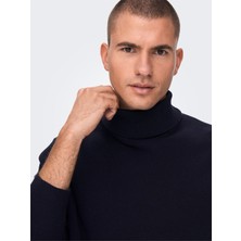 Only & Sons Onsphil Reg 12 Struc Roll Neck Knit Noos Erkek Mavi Kazak - 22023202