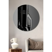 Teona Ahşap Asil Spor Araba Yağlı Boya Görünümlü Ahşap Dekoratif Tablo Yuvarlak Duvar Tablosu