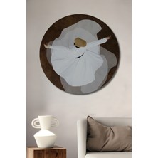 Teona Ahşap Semazen Sanat Yağlı Boya Görünümlü Dekoratif Ahşap Tablo Yuvarlak Duvar Tablosu