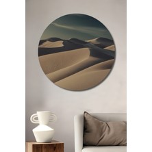 Teona Ahşap Büyüleyici Kum Tepecikleri Yağlı Boya Görünümlü Ahşap Dekoratif Tablo Yuvarlak Duvar Tablosu