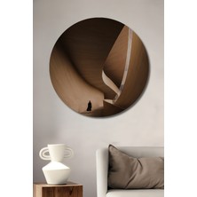 Teona Ahşap Modern Mimari Merdiven Manzarası Yağlı Boya Görünümlü Ahşap Dekoratif Tablo Yuvarlak Duvar Tablosu