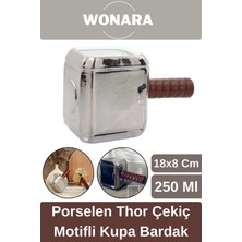 Wonara Özel Tasarım Sevgili Arkadaş Şık ve Dekoratif Hediyelik Porselen Thor Çekiç Motifli Kupa Bardak