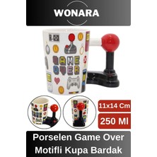Wonara Özel Tasarım Sevgili Arkadaş Şık ve Dekoratif Hediyelik Porselen Game Over Motifli Kupa Bardak