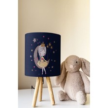 Talia Home Lacivert Ay'da Oturan Kız Çocuk Odası Abajur Masa Lambası TLAB-086