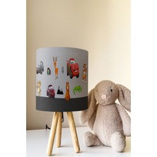 Talia Home Sevimli Hayvan ve Arabalar Desenli Çocuk Odası Abajur Masa Lambası TLAB-229