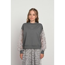 Loco Loco Kız Çocuk 7965 Kolları Tül 2 Iplik Sweat