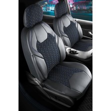 Fiat Brava Yarı Deri Oto Koltuk Kılıfı Ön Arka Set Siyah Mavi Lotus Seri Şhn