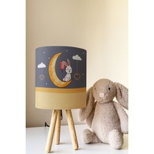 Talia Home Gri Ay ve Bulut Çocuk Odası Abajur Masa Lambası TLAB-070