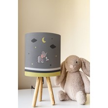 Talia Home Sarı Şerit Sevimli Fil Desen Çocuk Odası Abajur Masa Lambası TLAB-120