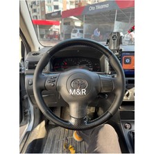 Toyota Corolla Orjinal Tam Kaplama Parlak Kristal Karbon Deri Direksiyon Kılıfı