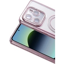 Zipax Xiaomi Redmi Note 14 4g Uyumlu Kılıf M-Safe Şarj Özellikli Simli Taşlı Azn-Joketaşlı