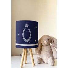 Talia Home Lacivert Taç Desen Çocuk Odası Abajur Masa Lambası TLAB-143