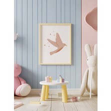 Fuart.Co Pembe Kuş Temalı Çocuk Odası Posteri Kuşe Baskı (Çerçevesiz) CCFU