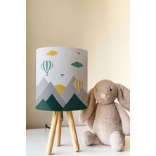 Talia Home Yeşil Kuş Vadisi Dağ Desenli Çocuk Odası Abajur Masa Lambası TLAB-299
