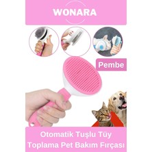 Wonara Özel Üretim Otomatik Tuşlu Tüy Toplama Tarağı Kedi Köpek Için Kolay Temizlenen Pet Bakım Fırçası