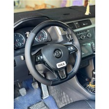 Volkswagen Golf 7 Passat Orjinal Tam Kaplama Parlak Kristal Karbon Deri Direksiyon Kılıfı