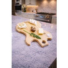 HunCar Dekoratif El Yapımı Gitar Formu Masif Çam Ahşap Kesme & Sunum Tahtası 40X27 cm | Fsc Belgeli