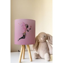 Talia Home Pembe Kelebek Kız Çocuk Odası Abajur Masa Lambası TLAB-063