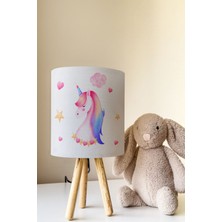 Talia Home Mor Pegasus Desen Çocuk Odası Abajur Masa Lambası TLAB-131