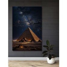 Teona Ahşap Gızemlı Giza Piramitleri Yıldızlı Gece Yağlı Boya Görünümlü Ahşap Dekoratif Ev,antre,salon Tablo
